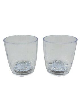 Set Of 2 Clear Acrylic Light Up Drinking Glasses With Textured Bottom Design REA